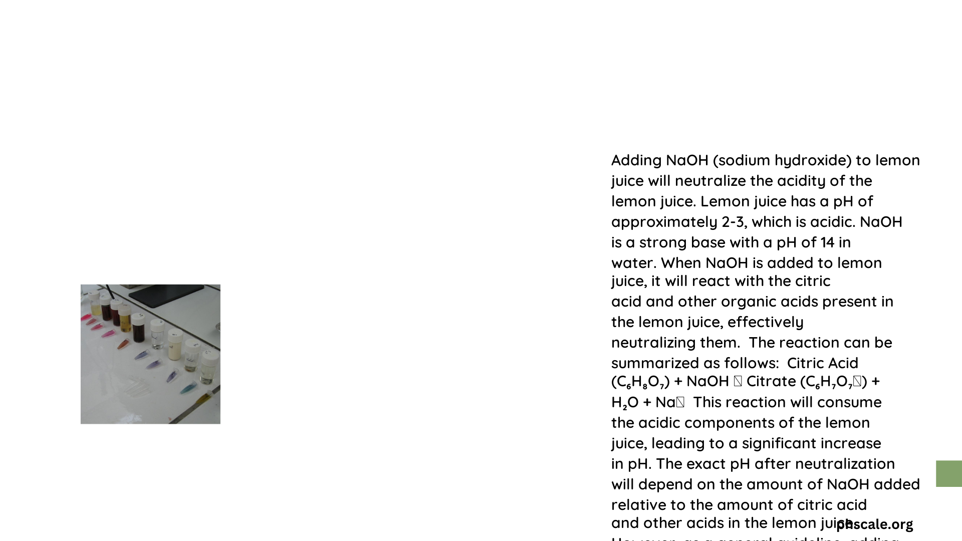 add naoh to lemon juice what will the ph be