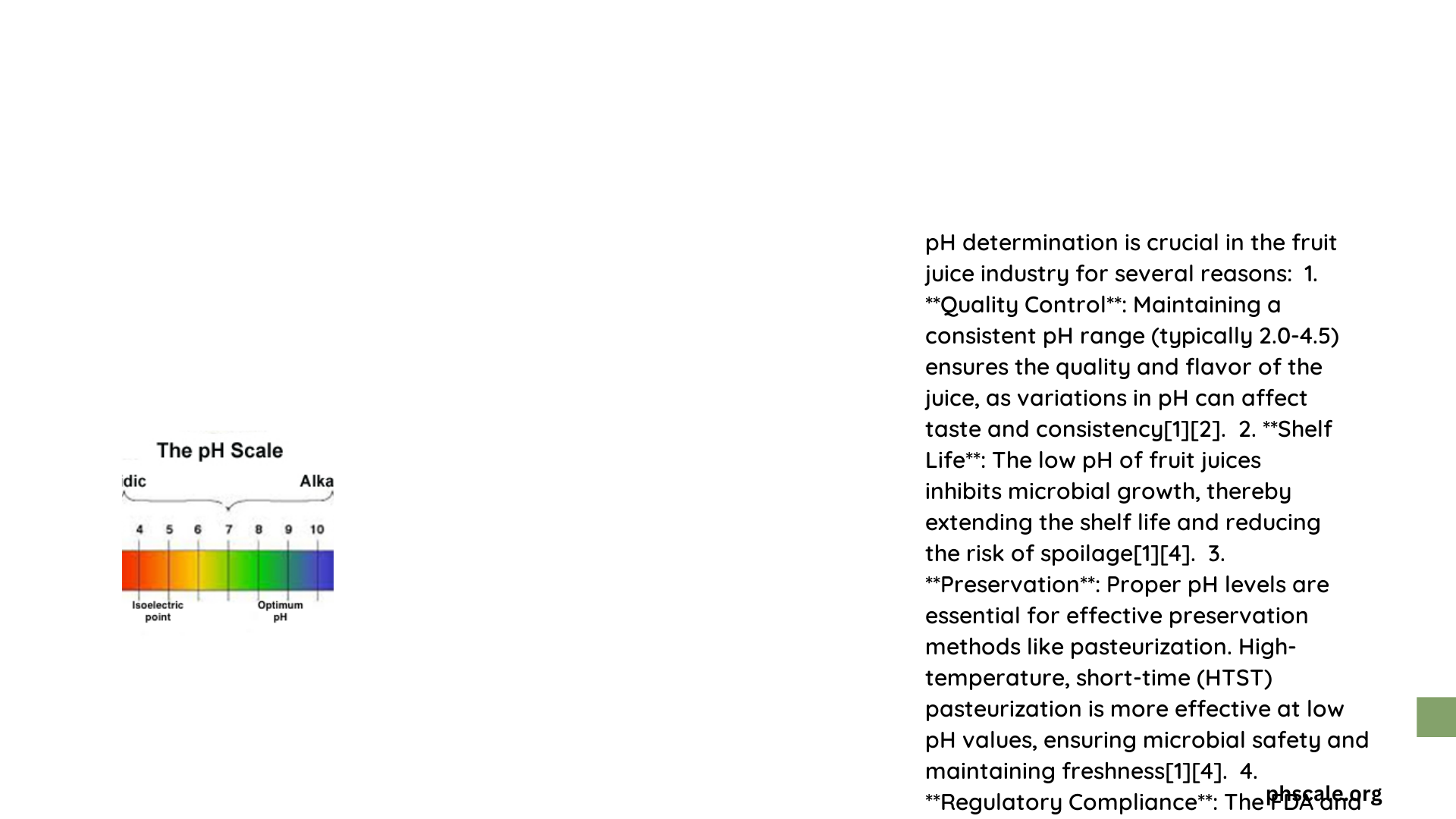 why ph determination is very important in fruit juice industry